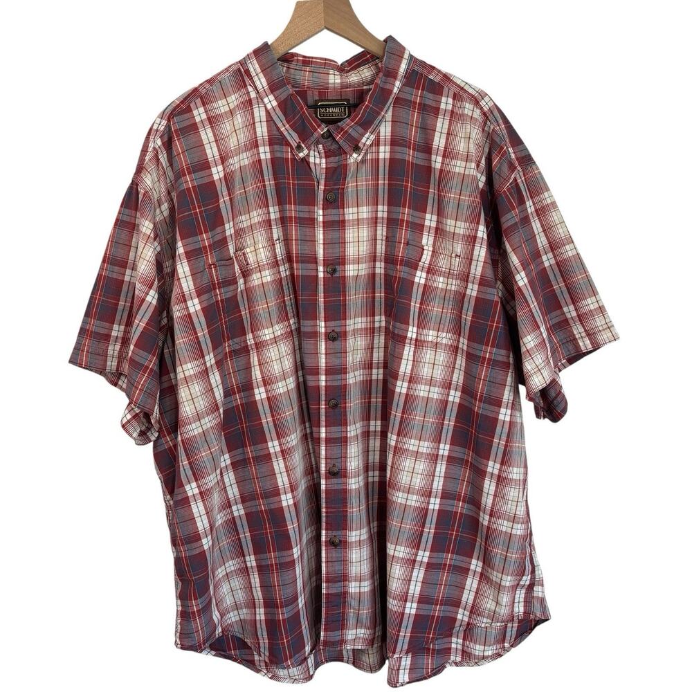 Schmidt Workwear Mens Shirt 4X Red Plaid‎ Short Sleeve